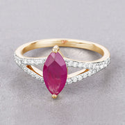 Bids.com 1.58 Carat Genuine Ruby and White Diamond 14K Yellow Gold Ring Rings