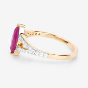 Bids.com 1.58 Carat Genuine Ruby and White Diamond 14K Yellow Gold Ring Rings
