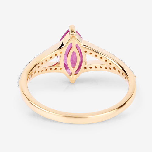 Bids.com 1.58 Carat Genuine Ruby and White Diamond 14K Yellow Gold Ring Rings