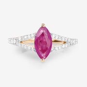 Bids.com 1.58 Carat Genuine Ruby and White Diamond 14K Yellow Gold Ring Rings