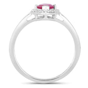 Bids.com 1.57 Carat Genuine Ruby and White Diamond 14K White Gold Ring Rings