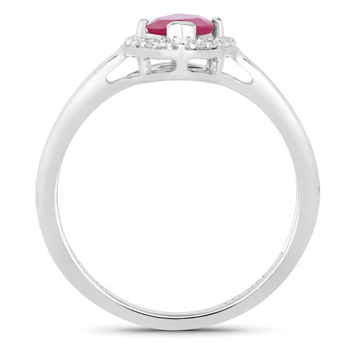 Bids.com 1.57 Carat Genuine Ruby and White Diamond 14K White Gold Ring Rings
