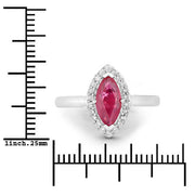 Bids.com 1.57 Carat Genuine Ruby and White Diamond 14K White Gold Ring Rings