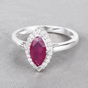 Bids.com 1.57 Carat Genuine Ruby and White Diamond 14K White Gold Ring Rings