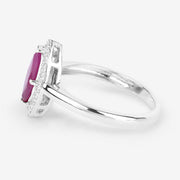 Bids.com 1.57 Carat Genuine Ruby and White Diamond 14K White Gold Ring Rings