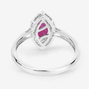 Bids.com 1.57 Carat Genuine Ruby and White Diamond 14K White Gold Ring Rings