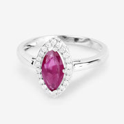 Bids.com 1.57 Carat Genuine Ruby and White Diamond 14K White Gold Ring Rings