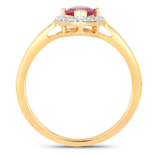 Bids.com 1.57 Carat Genuine Ruby and White Diamond 14K Yellow Gold Ring Rings