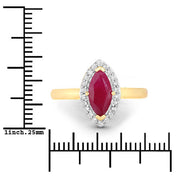 Bids.com 1.57 Carat Genuine Ruby and White Diamond 14K Yellow Gold Ring Rings