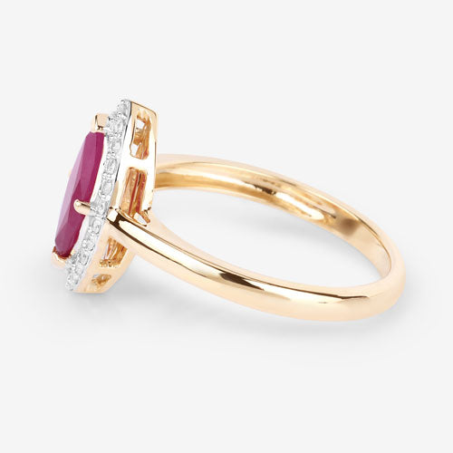 Bids.com 1.57 Carat Genuine Ruby and White Diamond 14K Yellow Gold Ring Rings