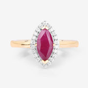 Bids.com 1.57 Carat Genuine Ruby and White Diamond 14K Yellow Gold Ring Rings