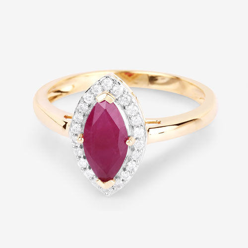 Bids.com 1.57 Carat Genuine Ruby and White Diamond 14K Yellow Gold Ring Rings
