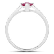 Bids.com 1.51 Carat Genuine Ruby and White Diamond 14K White Gold Ring Rings
