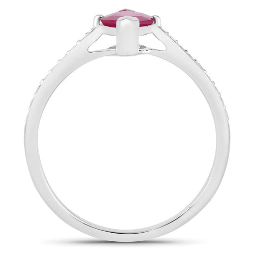 Bids.com 1.51 Carat Genuine Ruby and White Diamond 14K White Gold Ring Rings