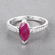 Bids.com 1.51 Carat Genuine Ruby and White Diamond 14K White Gold Ring Rings
