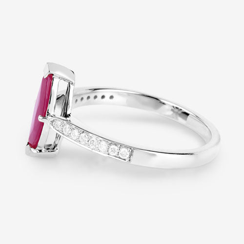 Bids.com 1.51 Carat Genuine Ruby and White Diamond 14K White Gold Ring Rings
