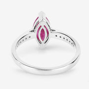 Bids.com 1.51 Carat Genuine Ruby and White Diamond 14K White Gold Ring Rings