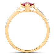 Bids.com 1.51 Carat Genuine Ruby and White Diamond 14K Yellow Gold Ring Rings