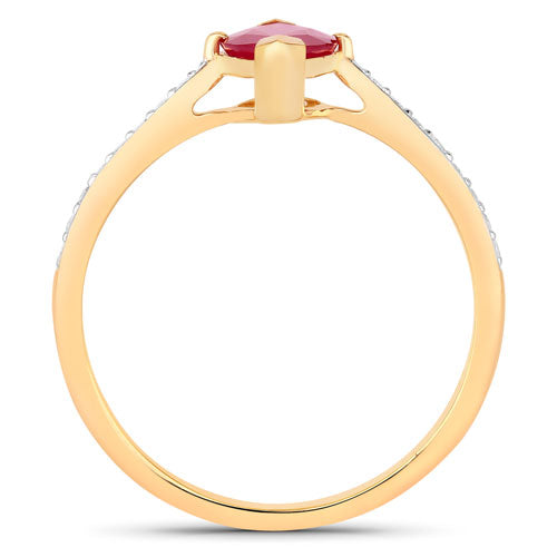 Bids.com 1.51 Carat Genuine Ruby and White Diamond 14K Yellow Gold Ring Rings
