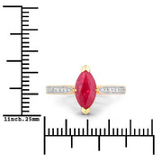 Bids.com 1.51 Carat Genuine Ruby and White Diamond 14K Yellow Gold Ring Rings