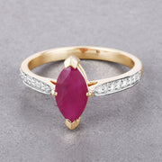 Bids.com 1.51 Carat Genuine Ruby and White Diamond 14K Yellow Gold Ring Rings