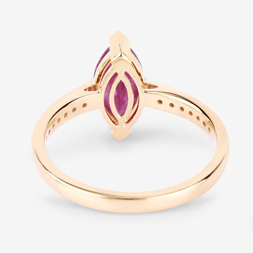 Bids.com 1.51 Carat Genuine Ruby and White Diamond 14K Yellow Gold Ring Rings
