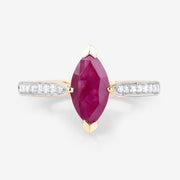 Bids.com 1.51 Carat Genuine Ruby and White Diamond 14K Yellow Gold Ring Rings
