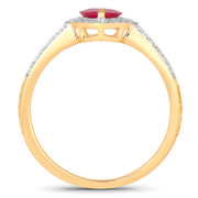 Bids.com 1.06 Carat Genuine Ruby and White Diamond 14K Yellow Gold Ring Rings