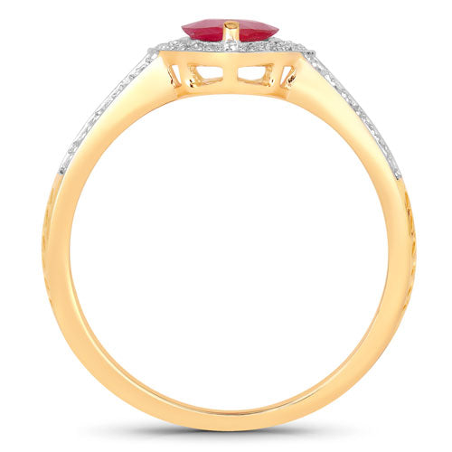 Bids.com 1.06 Carat Genuine Ruby and White Diamond 14K Yellow Gold Ring Rings