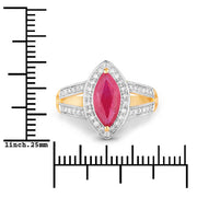 Bids.com 1.06 Carat Genuine Ruby and White Diamond 14K Yellow Gold Ring Rings