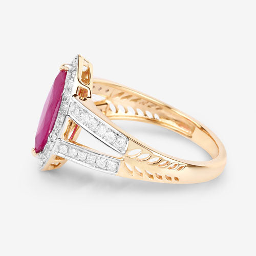 Bids.com 1.06 Carat Genuine Ruby and White Diamond 14K Yellow Gold Ring Rings
