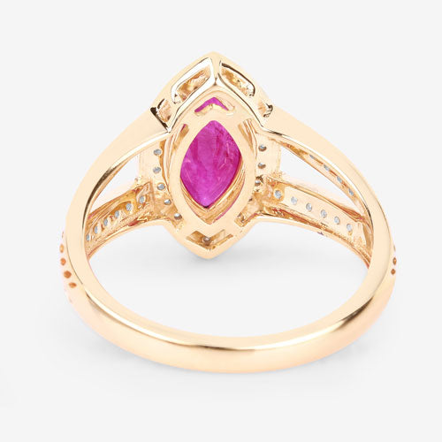 Bids.com 1.06 Carat Genuine Ruby and White Diamond 14K Yellow Gold Ring Rings