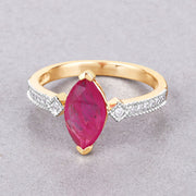 Bids.com 1.01 Carat Genuine Ruby and White Diamond 14K Yellow Gold Ring Rings