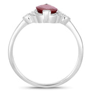 Bids.com 1.54 Carat Genuine Ruby and White Diamond 14K White Gold Ring Rings