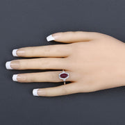Bids.com 1.54 Carat Genuine Ruby and White Diamond 14K White Gold Ring Rings