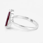 Bids.com 1.54 Carat Genuine Ruby and White Diamond 14K White Gold Ring Rings