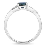 Bids.com 0.88 Carat Genuine Blue Sapphire and White Diamond 14K White Gold Ring Rings