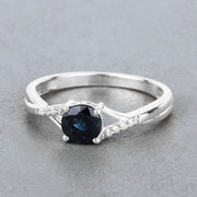 Bids.com 0.88 Carat Genuine Blue Sapphire and White Diamond 14K White Gold Ring Rings