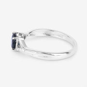 Bids.com 0.88 Carat Genuine Blue Sapphire and White Diamond 14K White Gold Ring Rings