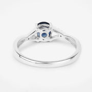 Bids.com 0.88 Carat Genuine Blue Sapphire and White Diamond 14K White Gold Ring Rings