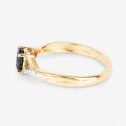 Bids.com 0.88 Carat Genuine Blue Sapphire and White Diamond 14K Yellow Gold Ring Rings