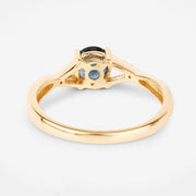 Bids.com 0.88 Carat Genuine Blue Sapphire and White Diamond 14K Yellow Gold Ring Rings