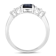 Bids.com 1.38 Carat Genuine Blue Sapphire and White Diamond 14K White Gold Ring Rings