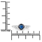 Bids.com 1.38 Carat Genuine Blue Sapphire and White Diamond 14K White Gold Ring Rings