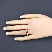Bids.com 1.38 Carat Genuine Blue Sapphire and White Diamond 14K White Gold Ring Rings