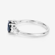 Bids.com 1.38 Carat Genuine Blue Sapphire and White Diamond 14K White Gold Ring Rings