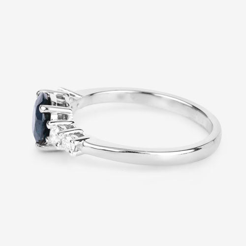 Bids.com 1.38 Carat Genuine Blue Sapphire and White Diamond 14K White Gold Ring Rings