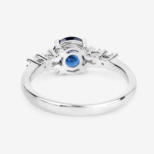 Bids.com 1.38 Carat Genuine Blue Sapphire and White Diamond 14K White Gold Ring Rings