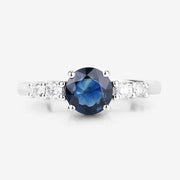 Bids.com 1.38 Carat Genuine Blue Sapphire and White Diamond 14K White Gold Ring Rings