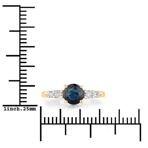 Bids.com 1.38 Carat Genuine Blue Sapphire and White Diamond 14K Yellow Gold Ring Rings